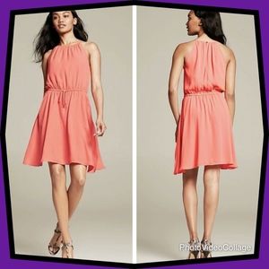 Banana Republic Cinch Waist Coral Dress